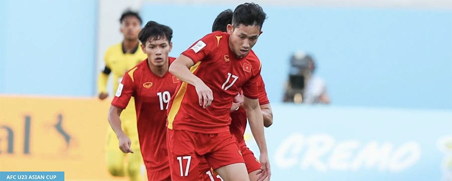 Hai Long trong trận U-23 Việt Nam thắng U-23 Malaysia 2-0. ẢNH: AFC