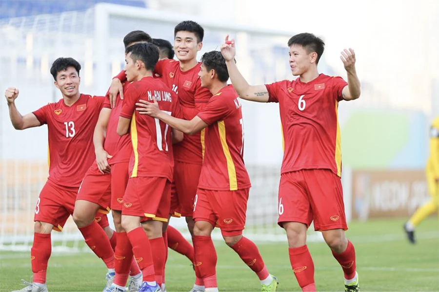 U-23 Việt Nam vào tứ kết U-23 châu Á với thành tích bất bại sau vòng bảng. ẢNH: AFC