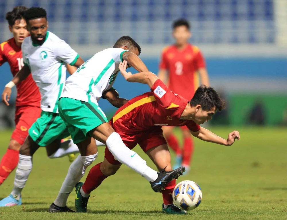 U-23 Việt Nam chơi rất hay trong hiệp 1 nhưng thiếu may mắn. ẢNH; ANH THỎA