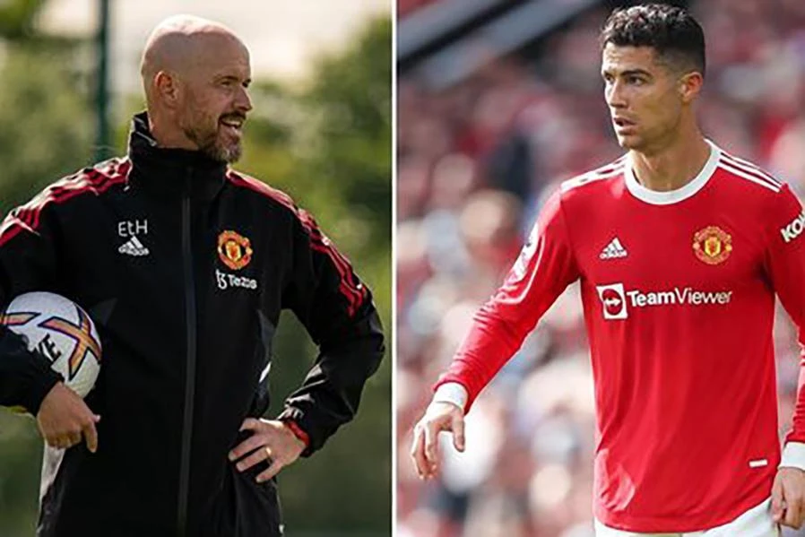 Ten Hag đau đầu vì Ronaldo đòi ra đi. ẢNH: DAILY STAR