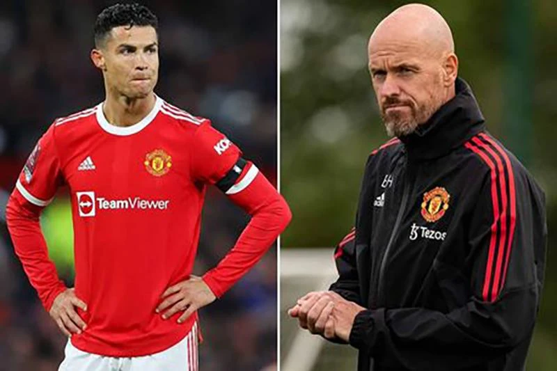 HLV Erik Ten Hag vẫn xem Ronaldo là một phần quan trọng trong kế hoạch của Man Utd mùa tới. ẢNH: DAILY STAR