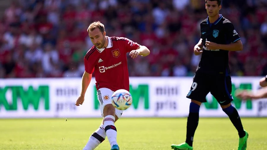 Tân binh Eriksen trong trận đấu giữa MU và Atletico Madrid. ẢNH: GETTY