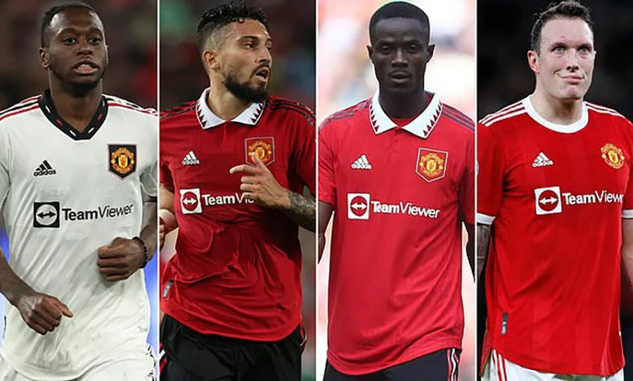 Bộ tứ hàng thủ MU gồm hậu vệ phải Wan-Bissaka, cặp trung vệ Bailly, Jones và hậu vệ trái Telles không còn chỗ đứng trong đội hình của Ten Hag. ẢNH: DAILY MAIL