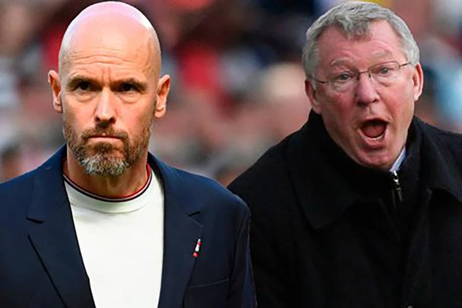 Erik Ten Hag giải quyết tình huống ôn hòa, còn Sir Alex Ferguson sẵn sàng nổi giận với các cầu thủ. ẢNH: DAILY STAR