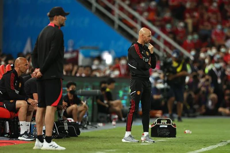 Liverpool của Klopp từng thua MU của Ten Hag 0-4 trong trận giao hữu vào tháng trước. ẢNH: GETTY