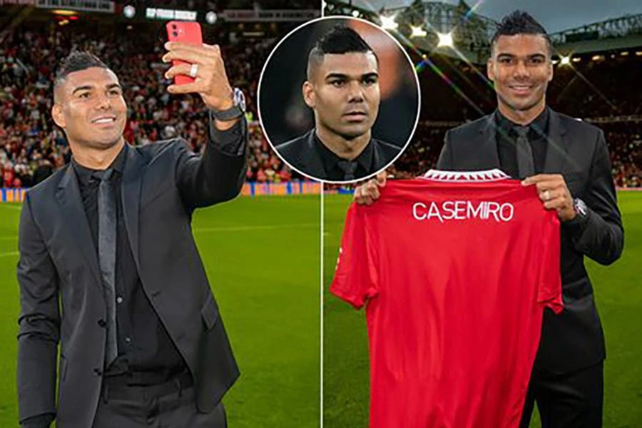 Casemiro ra mắt các fan Man Utd trên sân vận động Old Trafford. ẢNH: DAILY STAR Casemiro ra mắt các fan Man Utd trên sân vận động Old Trafford. ẢNH: DAILY STAR