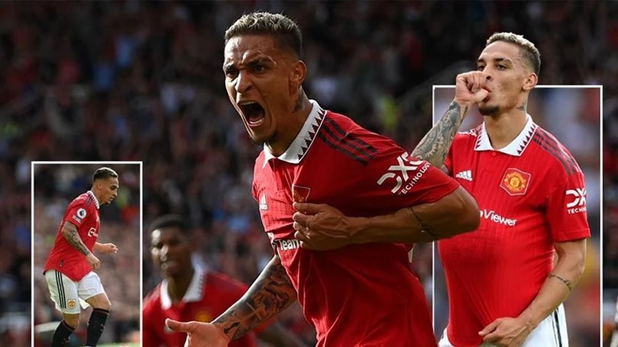 Antony ăn mừng bàn thắng đầy phấn khích trong màu áo Man Utd. ẢNH: MIRROR