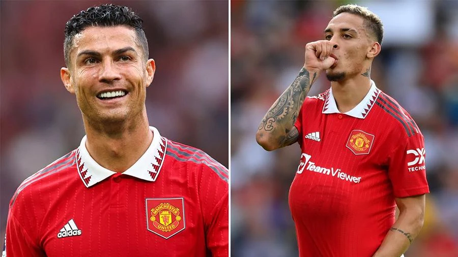 Được Ronaldo vỗ tay khen ngợi, Antony lập tức gửi thông điệp đáp lại người đàn anh. ẢNH: MIRROR