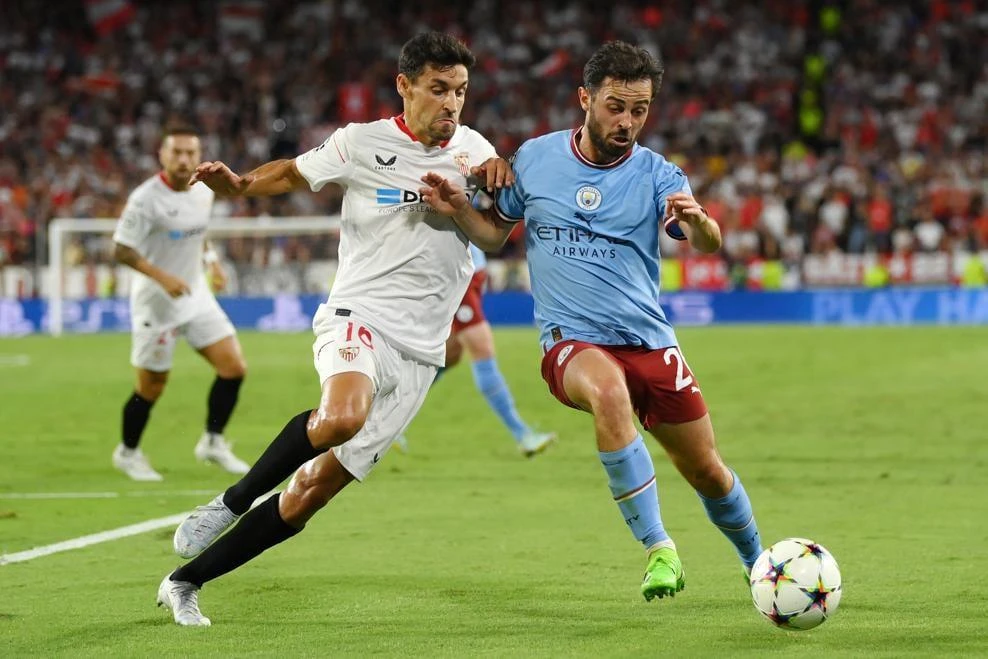 Sevilla bế tắc khi tiếp đón Man City. Ảnh: UEFA