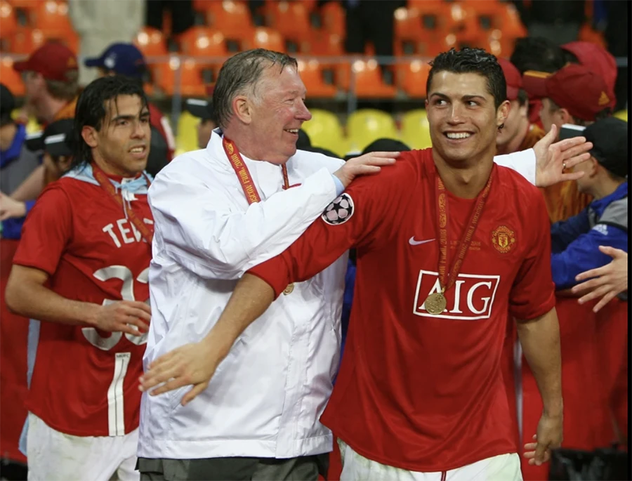 Sir Alex Ferguson luôn bảo vệ các cầu thủ Man Utd trước truyền thông và với Ronaldo cũng không là ngoại lệ. ẢNH: GETTY