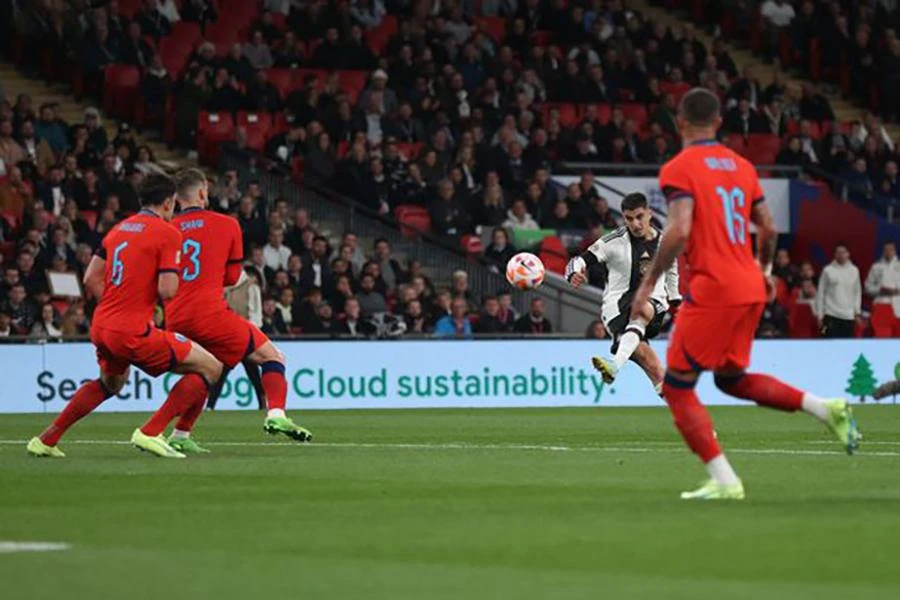 Kai Havertz lập cú đúp, trong có cú sút xa tuyệt đẹp ghi bàn nâng tỉ số lên 2-0 cho Đức. ẢNH: GETTY Kai Havertz lập cú đúp, trong có cú sút xa tuyệt đẹp ghi bàn nâng tỉ số lên 2-0 cho Đức. ẢNH: GETTY