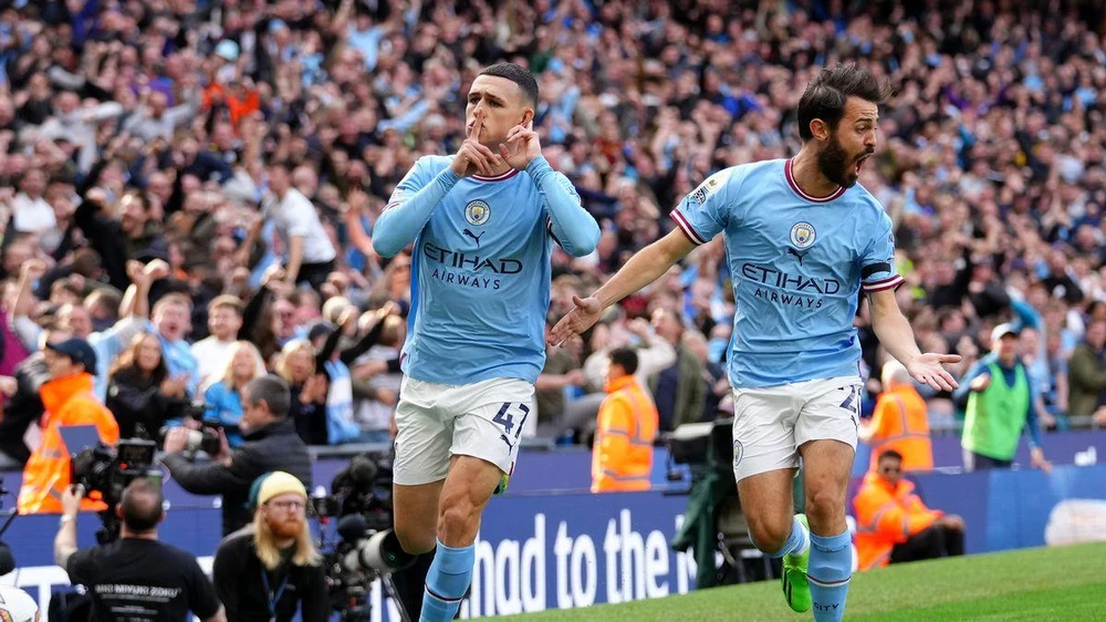 Foden rực sáng với cú hat-trick vào lưới MU. ẢNH: GETTY