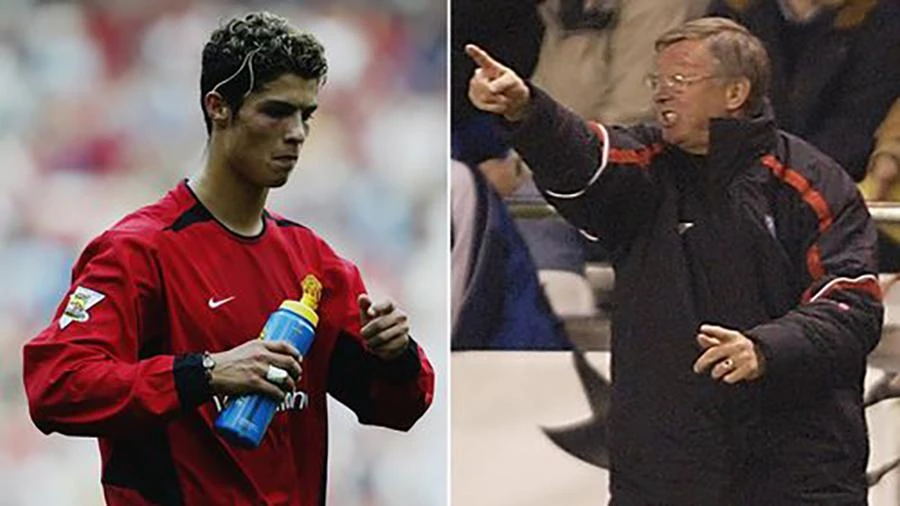 Sir Alex Ferguson đã 'sấy tóc' Ronaldo để biến anh trở thành tay săn bàn đáng sợ. ẢNH: MIRROR