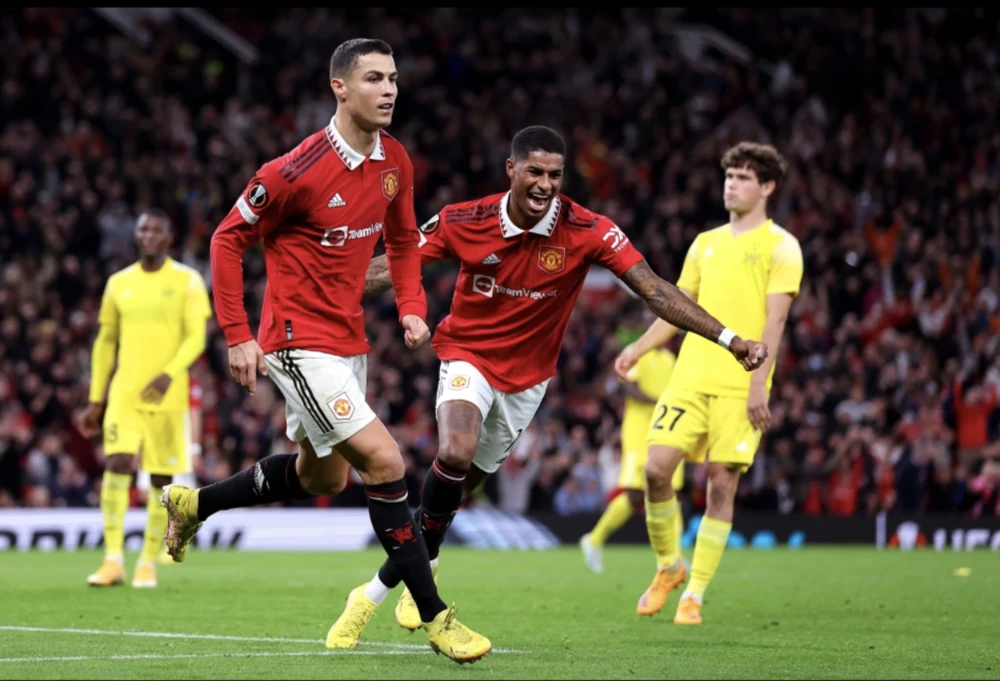 Pep Guardiola đã xem trận MU dễ dàng đánh bại Sheriff 3-0, trong đó, Cristiano Ronaldo ghi bàn ấn định tỉ số. ẢNH: GETTY