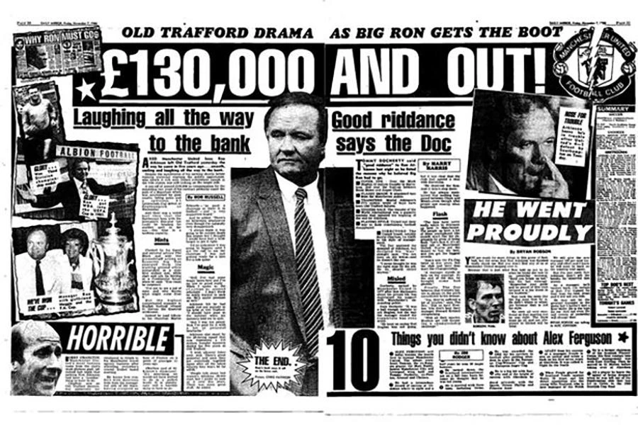 Tư liệu của tờ Mirror thời điểm Sir Alex thay Roy Atkinson dẫn dắt Man United. ẢNH: MIRROR