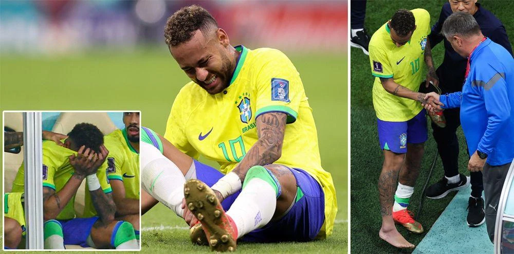 Neymar đau đớn và ôm mặt thất vọng. ẢNH: MIRROR