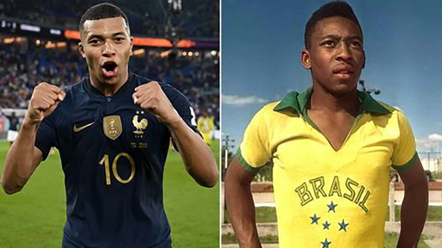 Mbappe đã san bằng 3 kỷ lục của vua bóng đá Pele. ẢNH: MIRROR