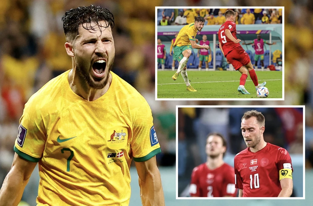 Tuyển Úc trở thành đại diện châu Á đầu tiên vào vòng knock-out World Cup 2022. ẢNH: SUN SPORTS