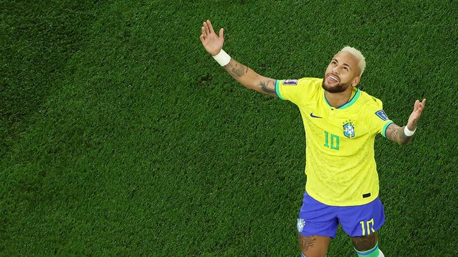 Neymar sung sướng vì trở lại thi đấu và ghi bàn. ẢNH: GETTY