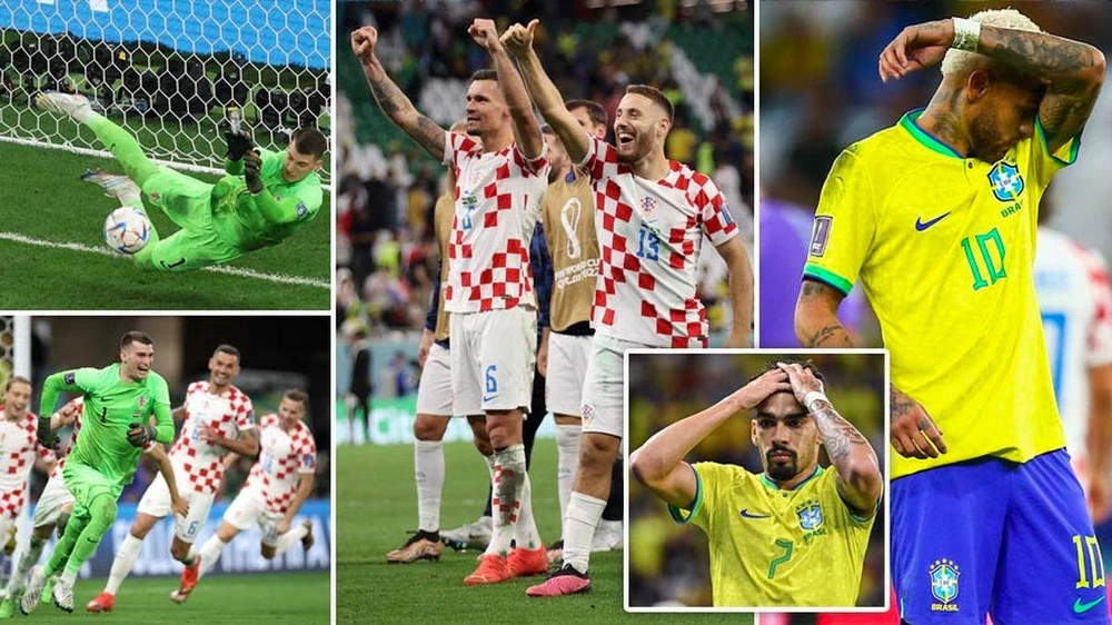Brazil bị Croatia loại khỏi World Cup theo cách đầy cay đắng. ẢNH: MIRROR