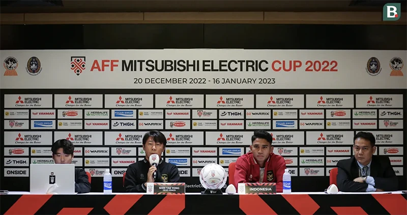 Đội tuyển Indonesia tham dự họp báo trước trận đấu. ẢNH: BOLA