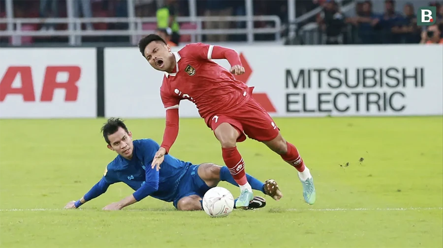 Saddil Ramdani trong trận Indonesia hòa Thái Lan 1-1 ở vòng bảng AFF Cup 2022. ẢNH: BOLA