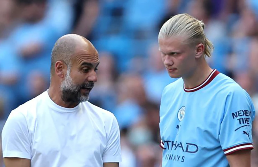 Pep Guardiola đang có trong tay cầu thủ ghi bàn nhiều nhất ở Premier League mùa này, Erling Haaland. ẢNH: GETTY
