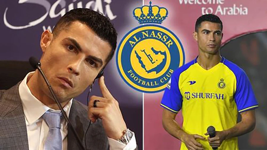 Ronaldo rời MU gia nhập Al Nassr với mức lương khổng lồ. ẢNH: MIRROR