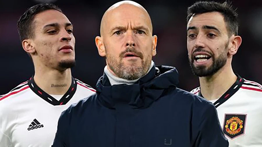 Ten Hag bác bỏ Antony và Bruno Fernandes mâu thuẫn với nhau. ẢNH: MIRROR Ten Hag bác bỏ Antony và Bruno Fernandes mâu thuẫn với nhau. ẢNH: MIRROR