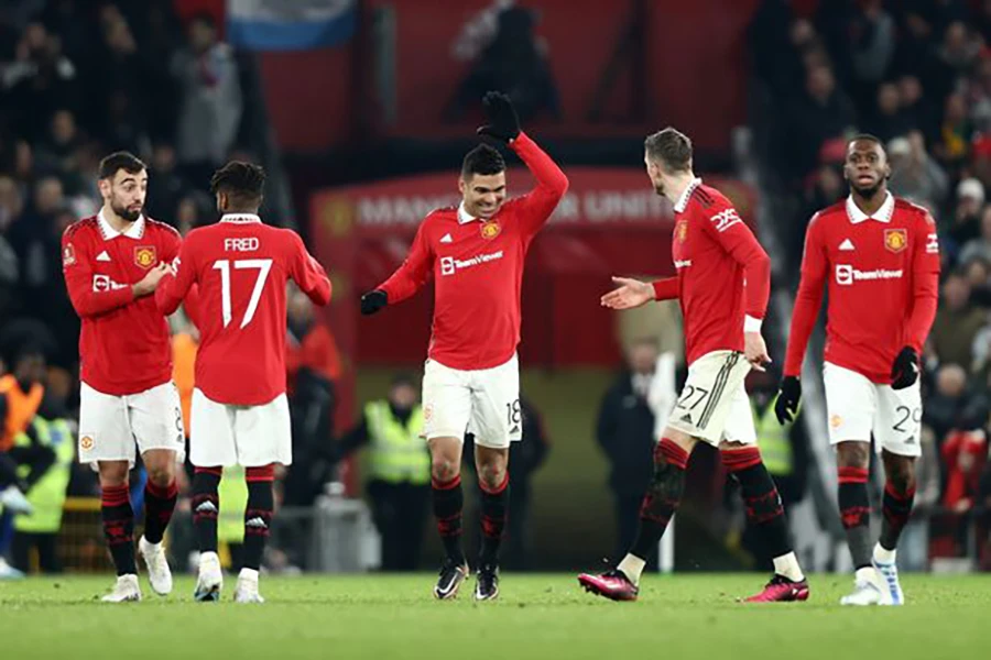 Casemiro là ngôi sao sáng nhất trận đấu với cú đúp bàn thắng cho MU. ẢNH: GETTY