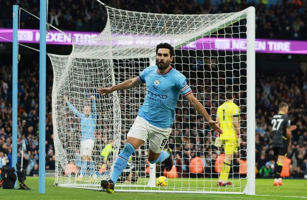 Erling Haaland không ghi bàn nhưng kiến tạo cho Gundogan lập công. Ảnh: Getty