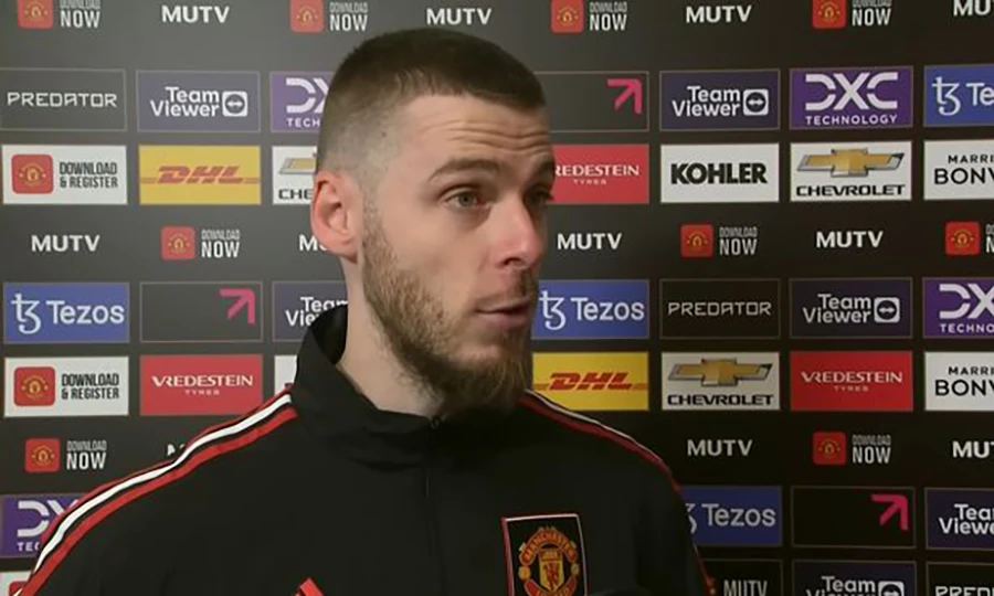 De Gea rất vui khi MU đang đi đúng hướng và có hi vọng trở lại vinh quang xưa. ẢNH: MUTV