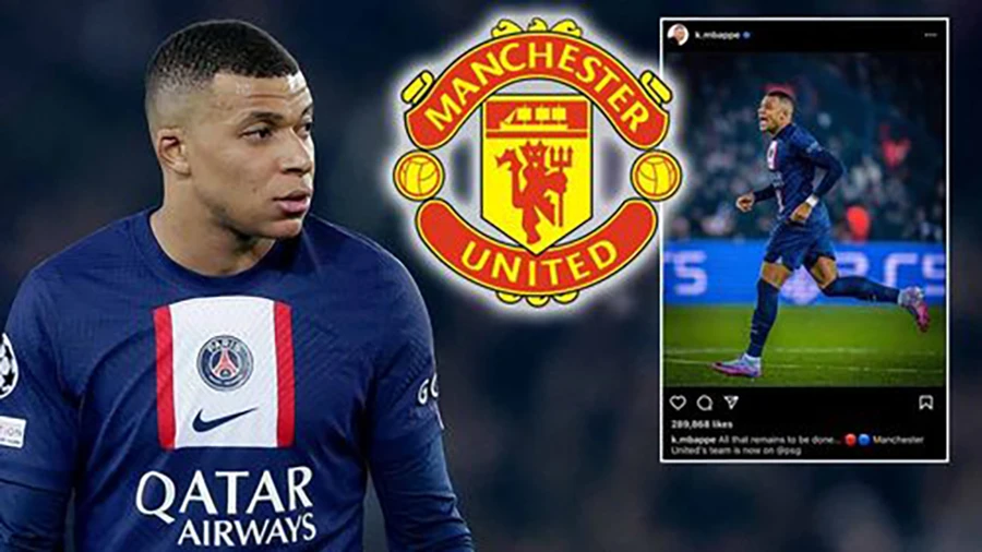 Mbappe đăng một bài viết khó hiểu trên Instagram đề cập đến MU và PSG. ẢNH: MIRROR