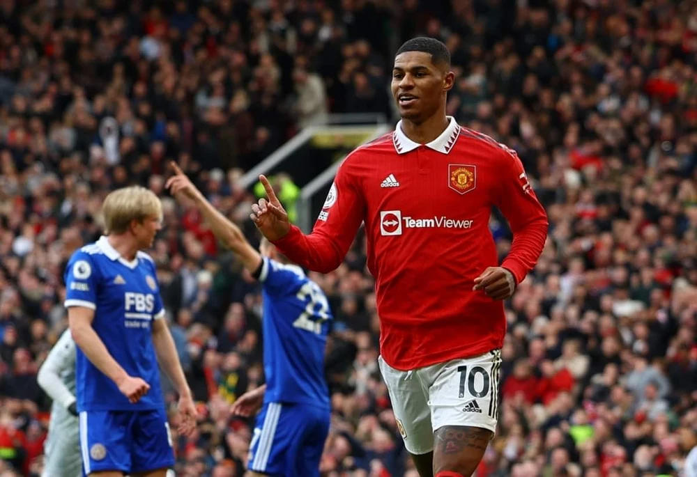 Rashford tiếp tục nâng cao thành tích ghi bàn của mình lên con số 14 bàn ở Premier League. Ảnh: Getty