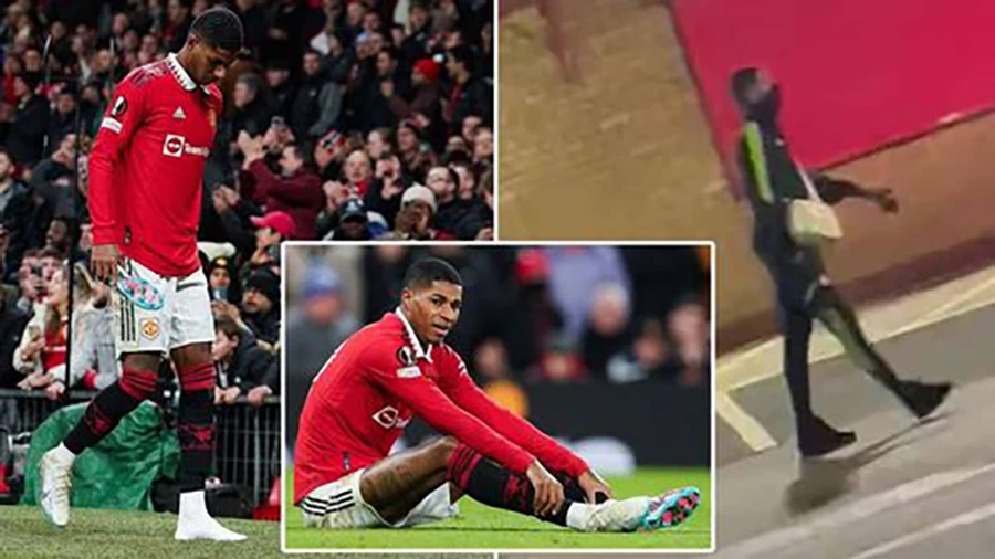 Rashford đăng hình ảnh anh chấn thương lên mạng xã hội Instagram. ẢNH: MIRROR