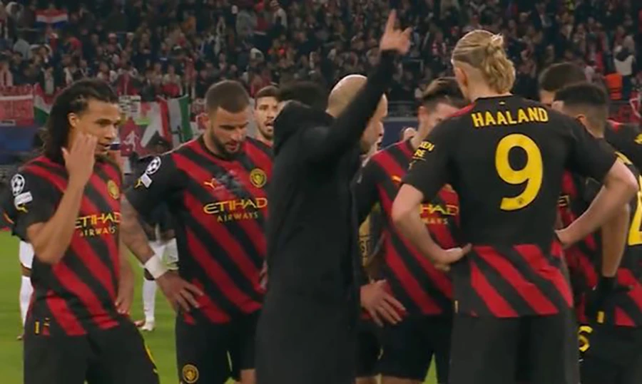 Haaland không thể ghi bàn trong trận đấu gặp RB Leipzig tại Champions League. ẢNH: BT SPORTS