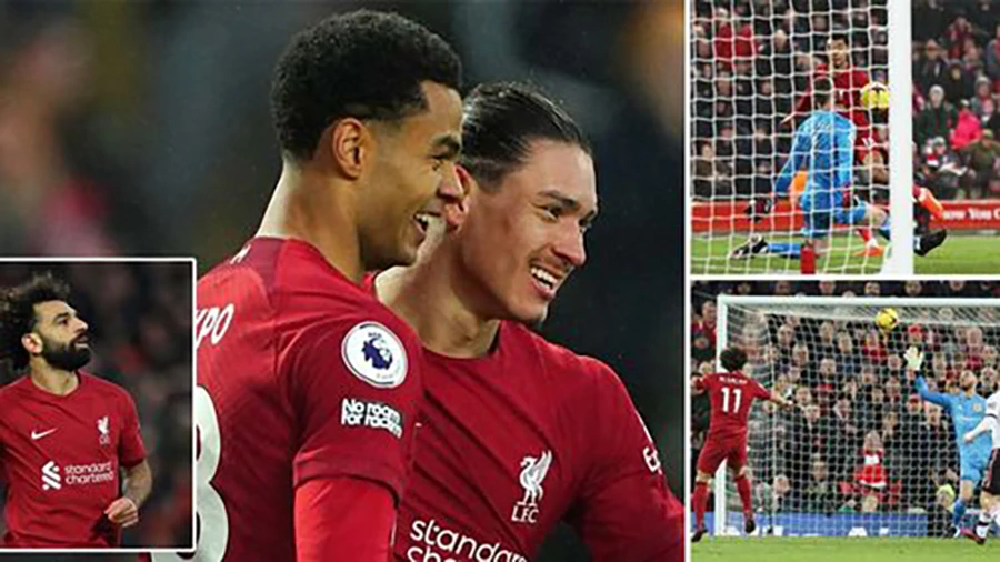 Các cầu thủ Liverpool tạo nên tỉ số khó tin trước MU. ẢNH: MIRROR