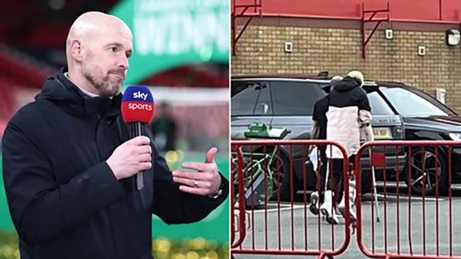 Ten Hag cho rằng tình trạng của Garnacho là không đáng lo ngại. ẢNH: MIRROR