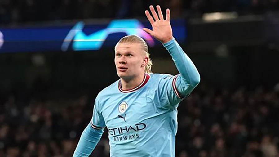 Haaland san bằng kỷ lục của Messi ghi 5 bàn trong 1 trận. ẢNH: GETTY