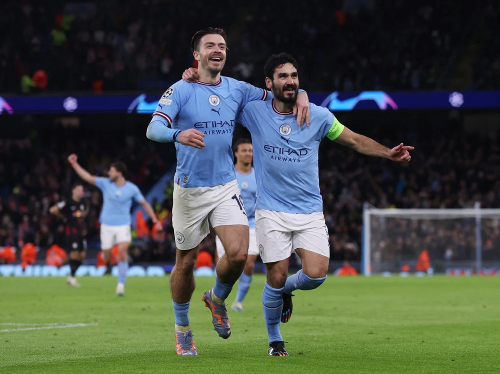 Man City dễ dàng tiến vào tứ kết với chiến thắng cách biệt ở trận lượt về. Ảnh: Getty