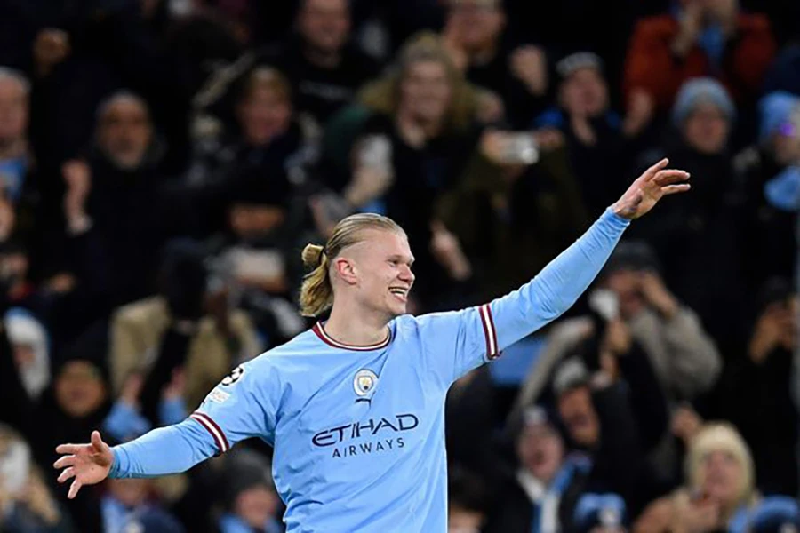 Haaland trở thành cầu thủ trẻ nhất lịch sử Champions League đạt cột mốc 30 bàn thắng. ẢNH: GETTY