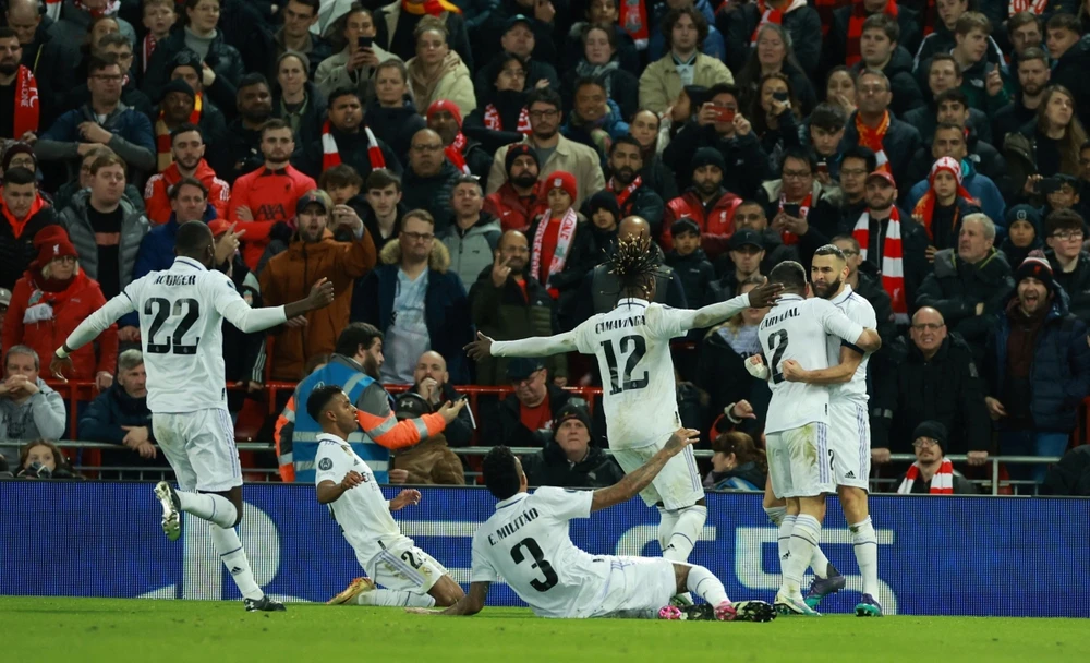 Real Madrid đang tràn đầy cơ hội tiến vào tứ kết dẫn trước Liverpool 3 bàn. Ảnh: Getty