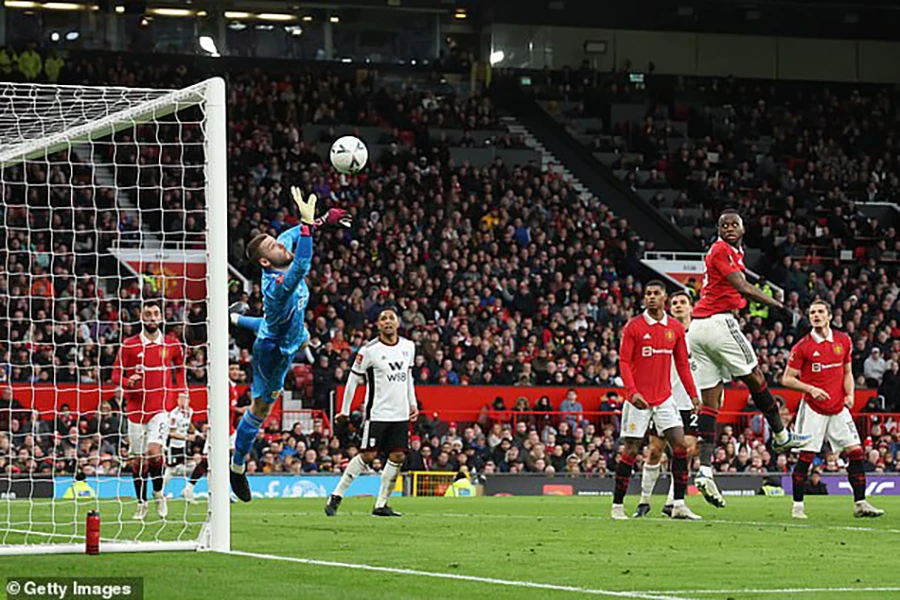 De Gea có nhiều pha cứu thua xuất thần trong trận đấu với Fulham. ẢNH: GETTY