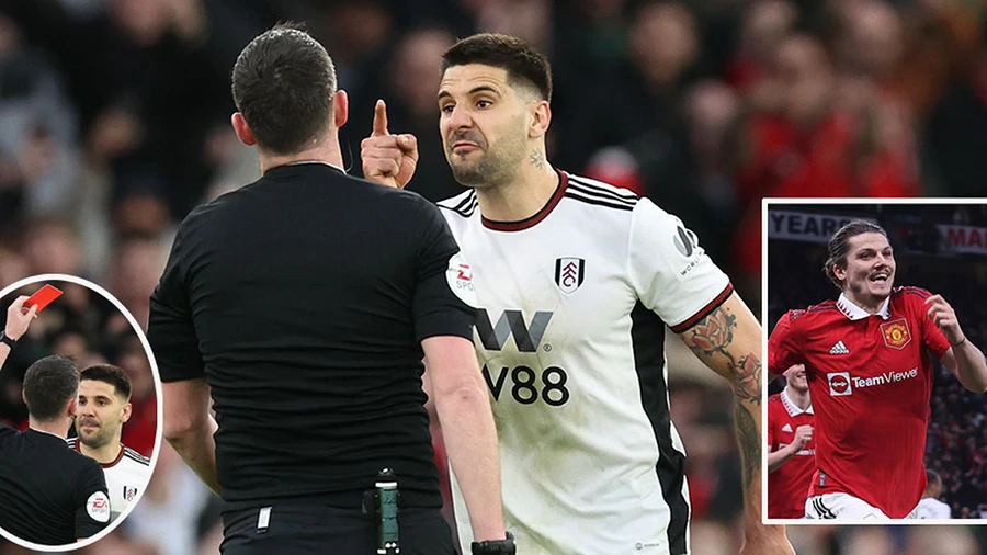 MU thắng vất vả Fulham sau khi đối thủ chỉ còn chơi với 9 người trên sân. ẢNH: MIRROR