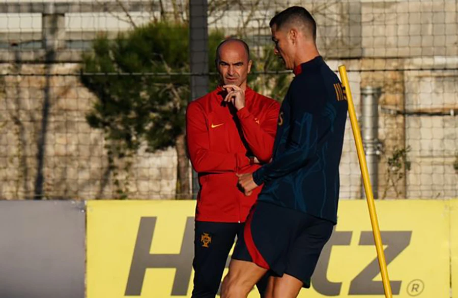 Ronaldo tập luyện dưới thời tân HLV Martinez ở tuyển Bồ Đào Nha. ẢNH: GETTY
