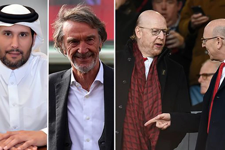 Sheikh Jassim bin Hamad Al-Thani (Qatar) và Chủ tịch INEOS Sir Jim Ratcliffe vẫn là hai ứng viên lớn nhất đủ sức mua MU. ẢNH: MIRROR