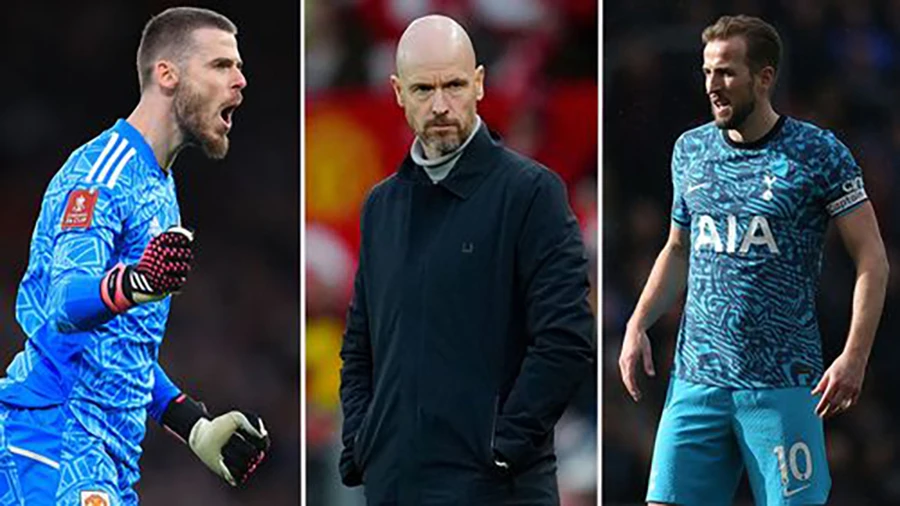 MU sẽ đẩy De Gea ra đi và đem về Harry Kane trong cuộc đại tu đội hình của Ten Hag? ẢNH: MIRROR