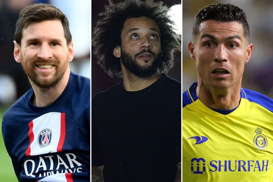 Marcelo khẳng định Messi là đối thủ khó nhất trong sự nghiệp của anh chứ không phải Ronaldo. ẢNH: MIRROR