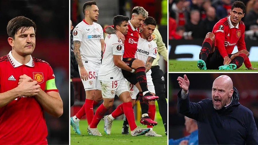 Ten Hag đau đầu giải quyết khủng hoảng chấn thương và án treo giò tại MU. ẢNH: MIRROR