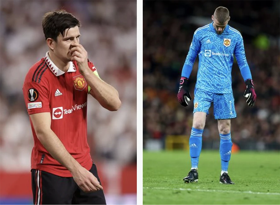 Maguire và De Gea có màn trình diễn tệ hại trong trận MU thua Sevilla 0-3 ở Europa League. ẢNH: GETTY Maguire và De Gea có màn trình diễn tệ hại trong trận MU thua Sevilla 0-3 ở Europa League. ẢNH: GETTY